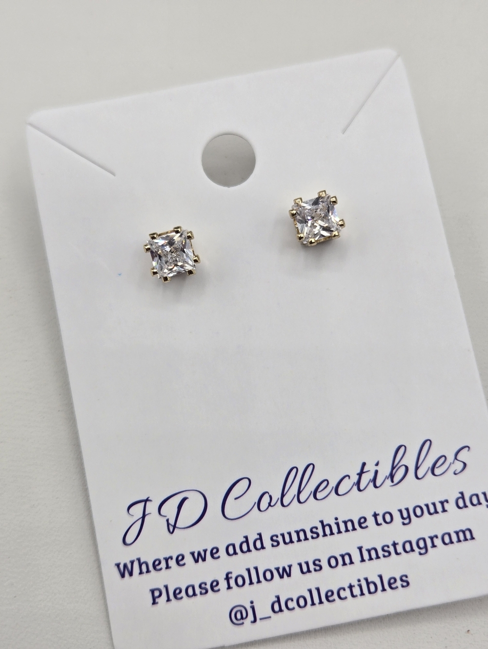 Swarovski Crystal Elements Gold Princess Cut Stud Earrings Clear